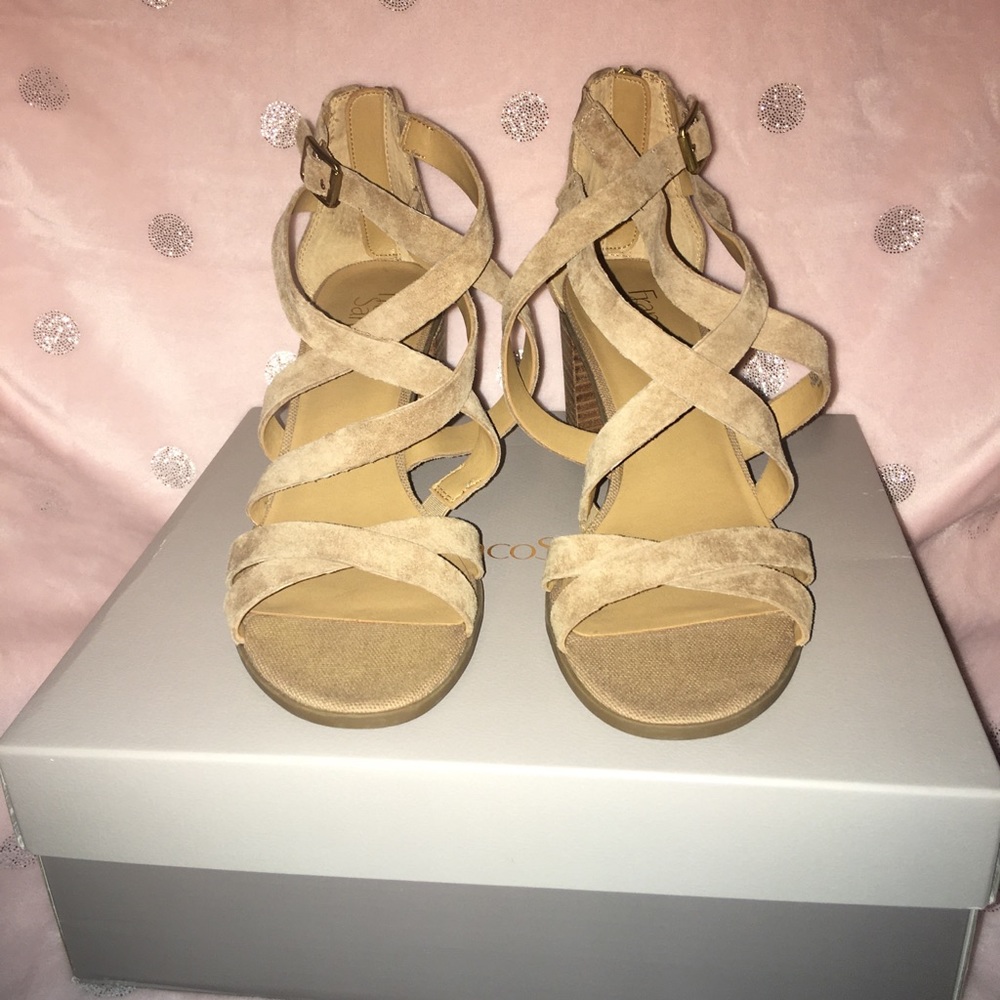 Franco Sarto Natural Suede Sandals